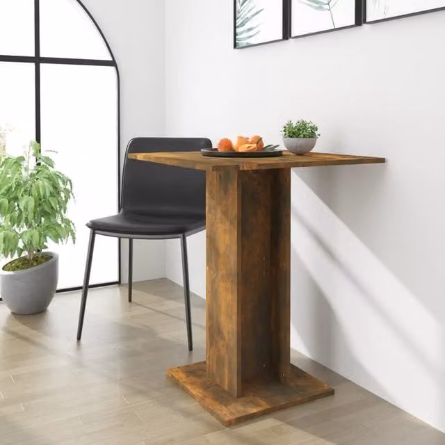 Berkfield Home Bistro Table in Smoked Oak Brown, W/D/H: 60 x 60 x 75 cm