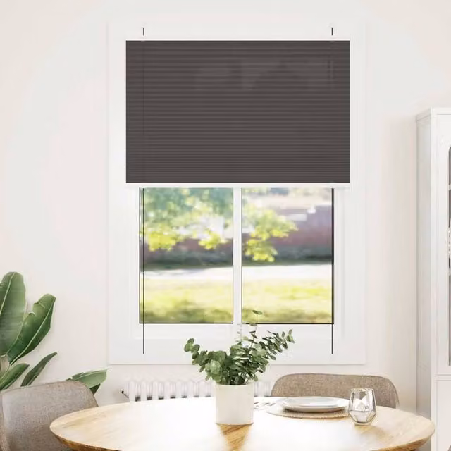 Berkfield Home Single Pleat Corded Blind in Black, Semi-Transparent Polyester, W: 84.4 cm, H: 100 cm