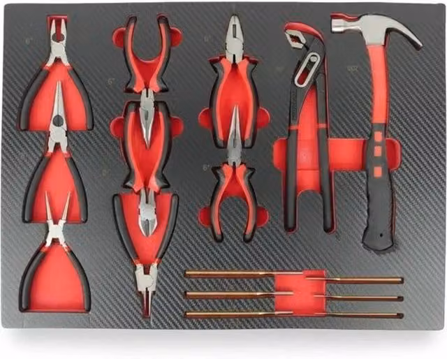 Nordara 16 Piece Hand Tool Set with Wrenches and Pliers, Red, W: 52 cm