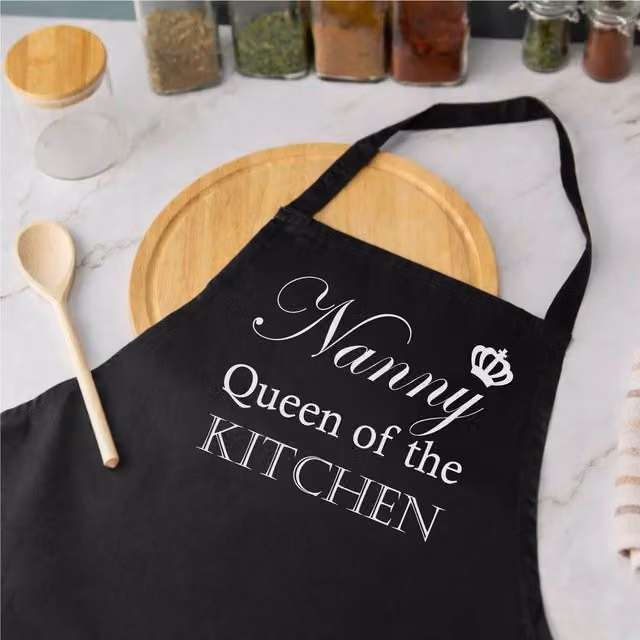 60 Second Makeover Nanny Queen Of The Kitchen Black Apron for Women