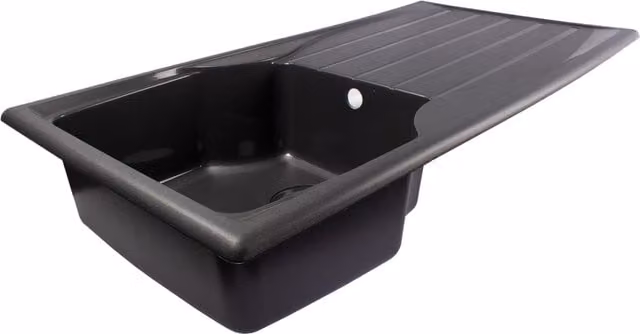 Compact Reversible Plastic Sink Drainer in Black, Width: 43.5 cm