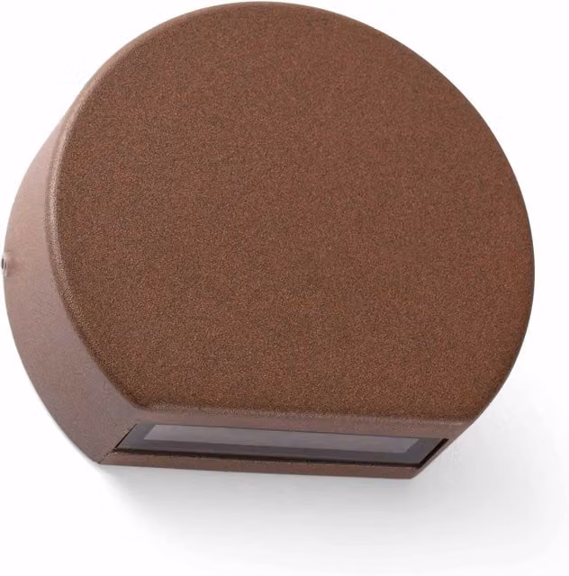 Faro Pill LED Outdoor Oval Wall Light in Brown Metal with Transparent Glass