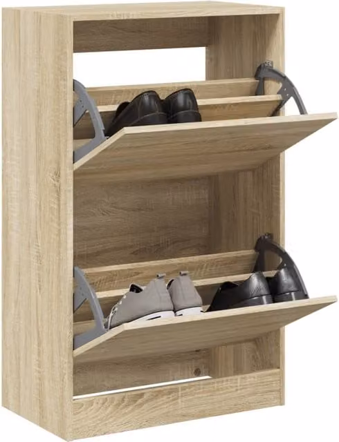 Berkfield Home Shoe Cabinet in Brown Sonoma Oak, W/D/H: 60 x 34 x 96.5 cm
