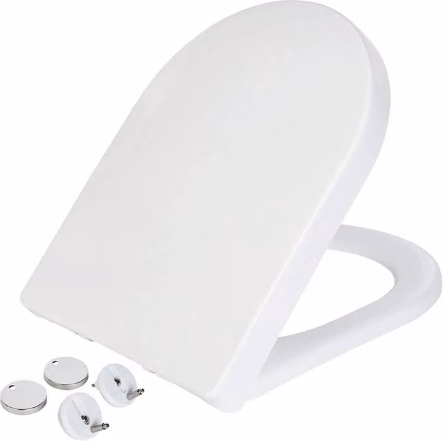 Nordara White D-Shaped Soft Close Toilet Seat with Top Fixing Hinges