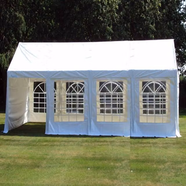 Crocodile Trading Ltd Original Heavy Duty White Marquee P.E. with Gable and Window, W: 8 m, D: 4 m