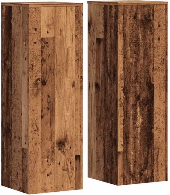 Berkfield Home Set of 2 Modern Plant Stands in Brown Engineered Wood, W/D/H: 33 x 33 x 100 cm