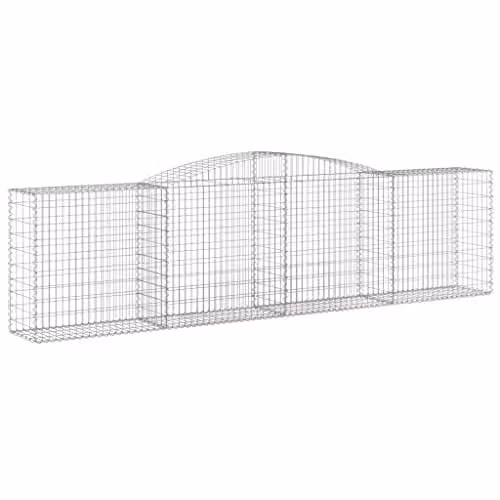 vidaXL 8-piece Arched Gabion Baskets in Silver Galvanised Steel, W/D/H: 400 x 50 x 100/120 cm