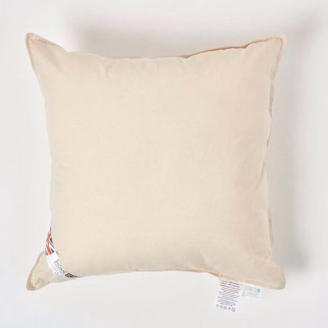 Homescapes Organic Cotton Square Cushion Pad Insert in Beige and Yellow, 50 x 50 cm