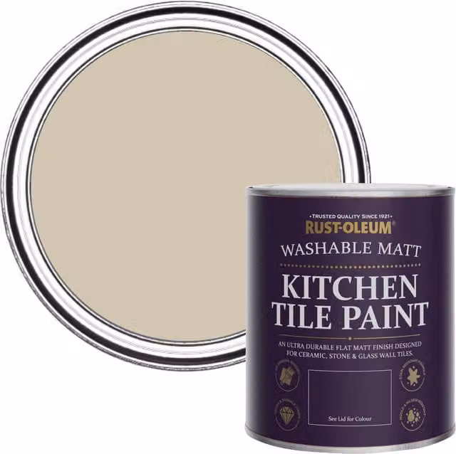 Rust-Oleum Water-Based Kitchen Tile Paint in Matt Finish, Grey, 750ml