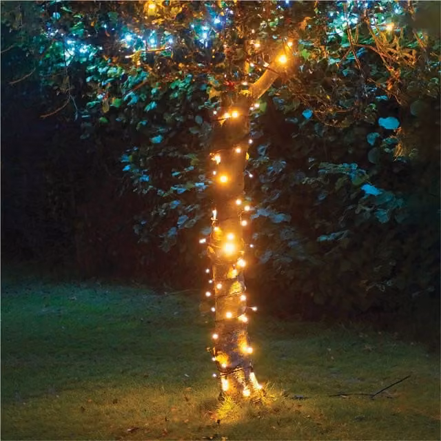Xmas Haus Connectable LED String Lights with Black Rubber Cable in Warm White, 15m