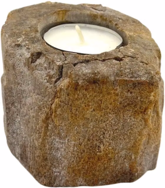 KDMD Petrified Wood Tealight Candle Holder in Brown