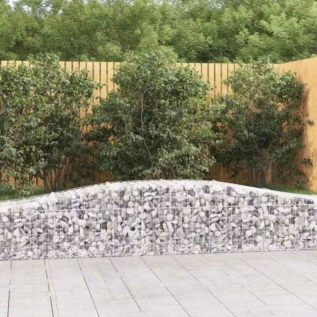 Berkfield Home Arched Gabion Baskets, 2 Piece Set, Silver Galvanised Steel, W: 400 cm, D: 50 cm, H: 40-60 cm