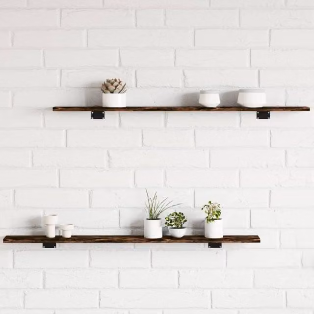 Berkfield Home Wall Shelves, 4 Piece Set in Smoked Oak Brown, W: 100 cm, D: 10 cm, H: 1.5 cm