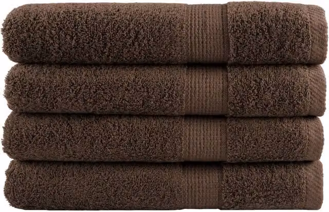 Berkfield Home SOLUND Premium Cotton Terry Towels, 4-Piece Set, Brown, W: 100 cm, L: 200 cm, 600gsm