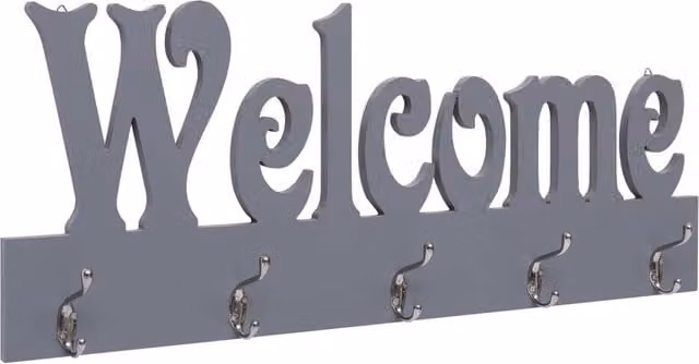 Berkfield Home Welcome Wall Mounted Coat Rack, Grey, W: 74 cm, D: 29.5 cm