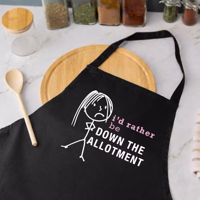 60 Second Makeover Women's I'd Rather Be Down The Allotment Apron in Black