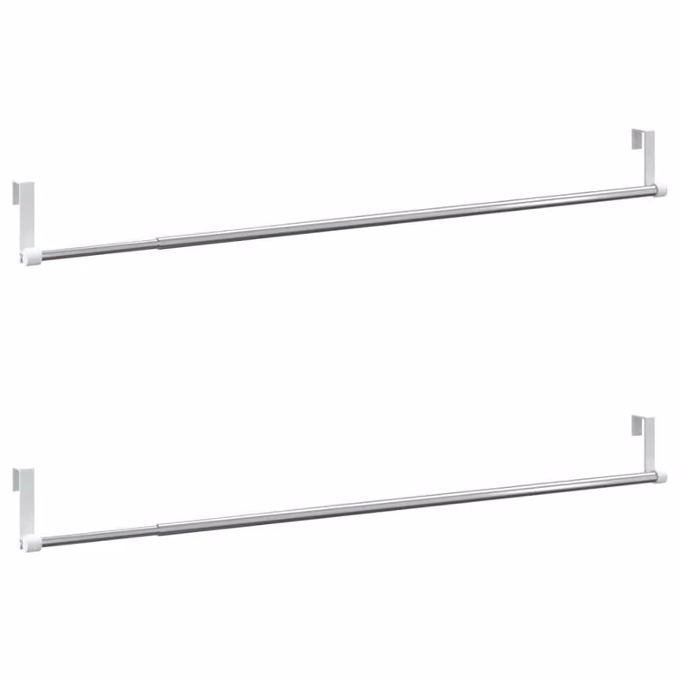 Berkfield Home Aluminium Straight Curtain Rails, 2 Pack, White and Silver, 60-105 cm