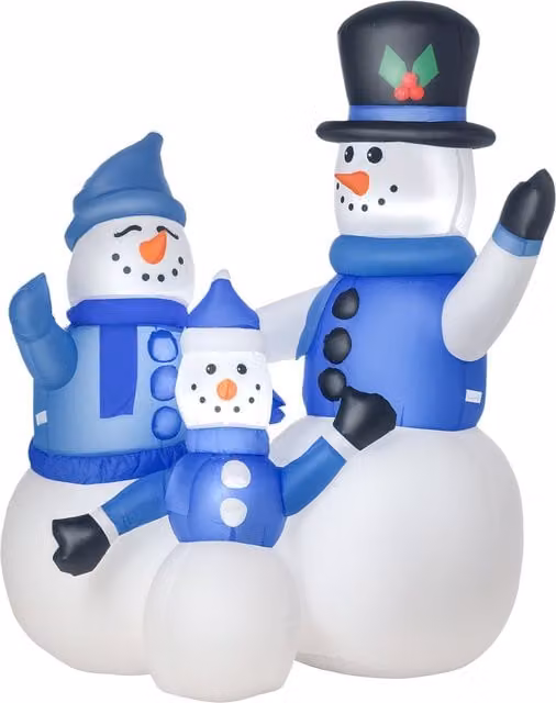 HOMCOM Inflatable Christmas Snowman Family Outdoor Decoration with LED Lights in Blue and White