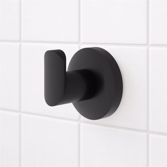 Nes Home Matte Black Round Metal Wall Mounted Robe Hook