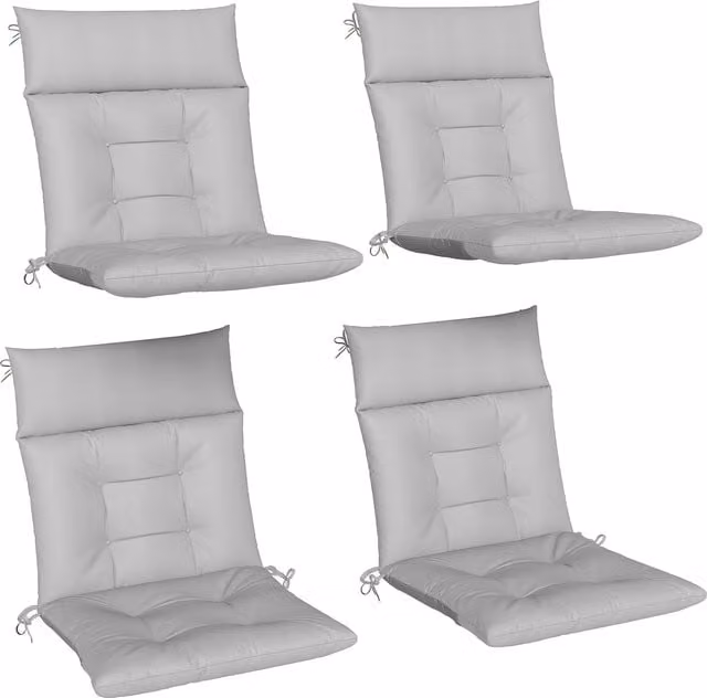 Outsunny Set of 4 Waterproof and UV-Resistant Patio Chair Cushions in Grey, W: 112 cm, D: 53 cm