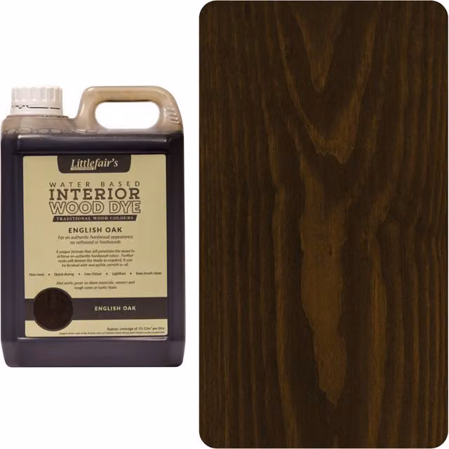 Littlefair's English Oak Indoor Wood Stain, Brown, 5 l