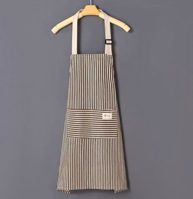 SPETLEK Pack of 2 Striped Chef Aprons with Neckband and Pockets in Multicolour and Blue