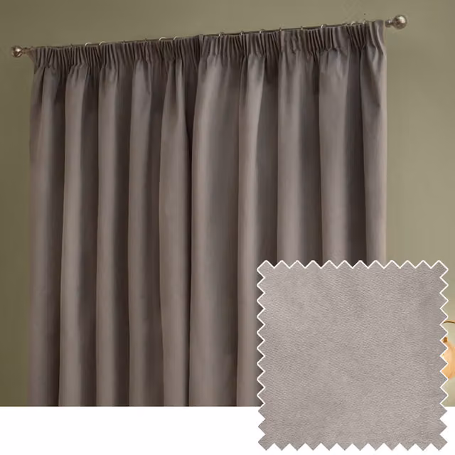 Make It A Home Silver Velvet Thermal Insulating Blackout Pencil Pleat Curtains, Width: 137 cm, Height: 229 cm