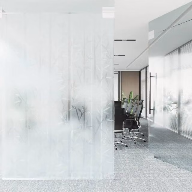 Berkfield Home Decorative Frosted Bamboo Pattern Window Film, White, W: 45 cm, L: 500 cm