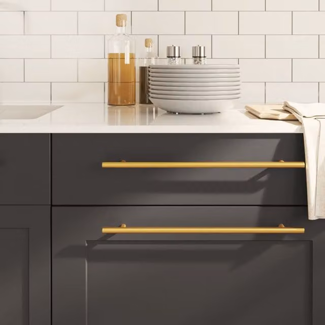 Berkfield Home Gold Stainless Steel Bar Cabinet Handles, 10 Pack, Length: 32 cm