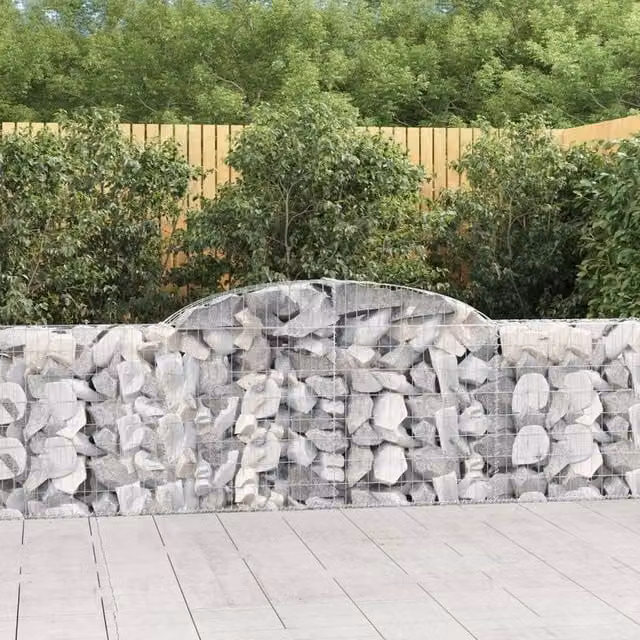 Berkfield Home Arched Gabion Baskets, 2 Piece Set, Silver Galvanised Steel, W: 300 cm, D: 30 cm, H: 80-100 cm