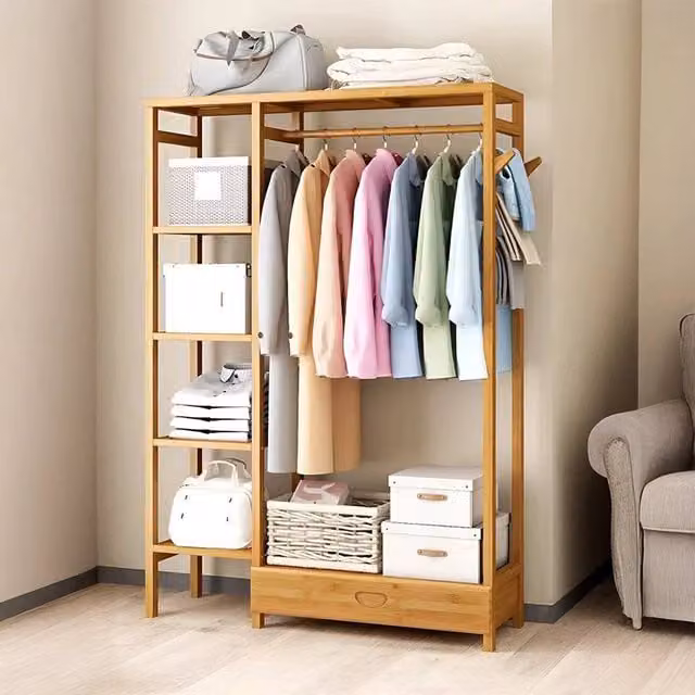 KORVIXA B Open Wardrobe Slatted Storage Shelving in Brown, Width: 100 cm