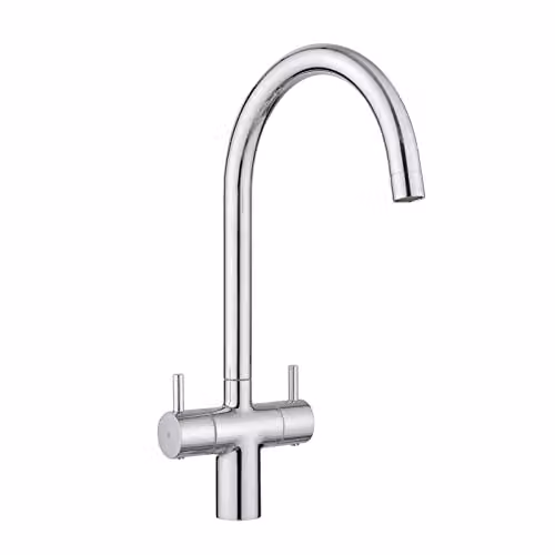 JASSFERRY Chrome Kitchen Mixer Tap with Two Handles, Swivel Spout and Brass Construction