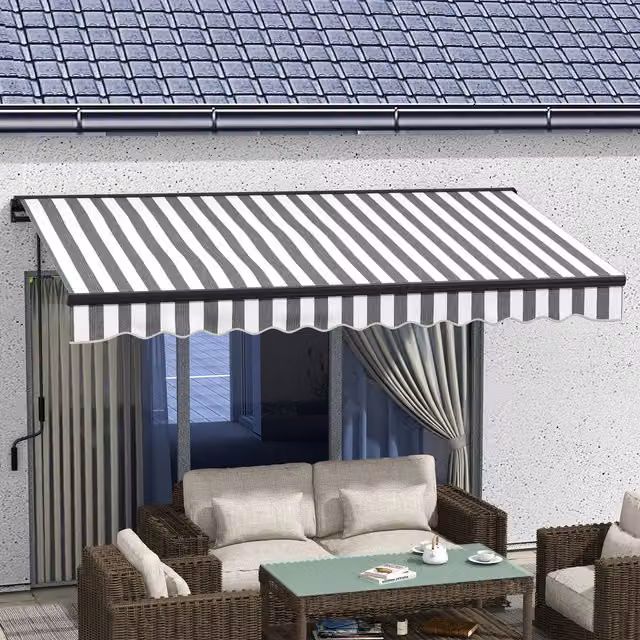 Outsunny Electric Retractable Wall-Mounted Awning with Aluminium Frame in Mixed Grey, W: 350 cm x D: 250 cm