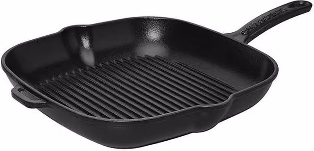 Chasseur Enamelled Cast Iron Square Grill Pan, Black, 26 cm