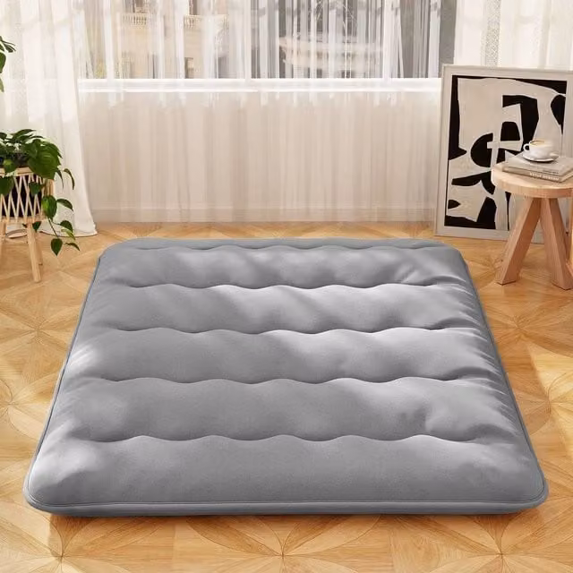 EONLION Grey King Size Floor Mattress Futon with Removable Polyester Cover, W/D/H: 200 x 150 x 10 cm