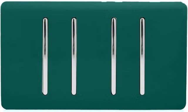Trendi 4 Gang Light Switch (1x 2 Way & 3x Intermediate) 10 Amp, Dark Forest Green