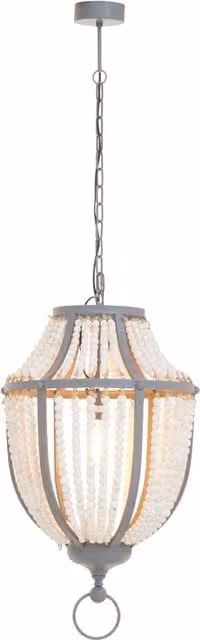 Fifty Five South Orsina Boho Wooden Bead Chandelier in White and Grey