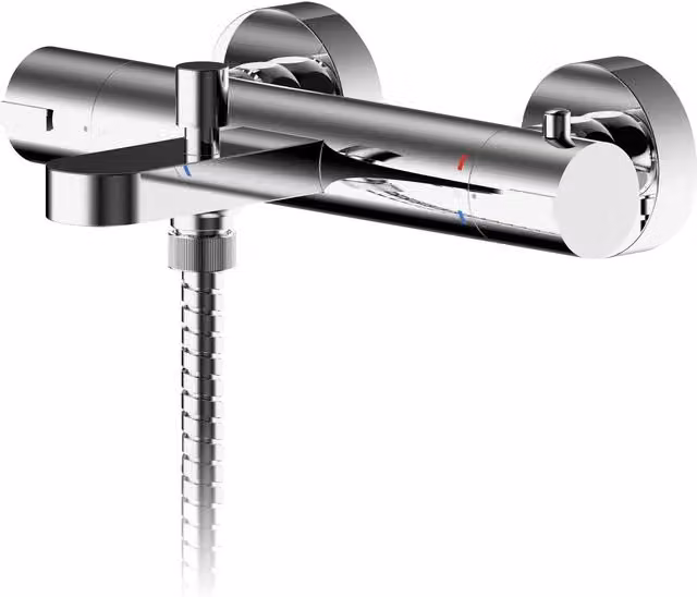 Balterley Pride Round Wall Mounted Thermostatic Shower Mixer Bar Valve with Single Lever Ceramic Disc, Chrome/Silver