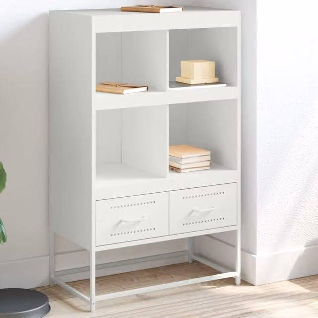 Berkfield Home White Matt Metal Highboard W: 68.5 cm, D: 39 cm, H: 111.5 cm