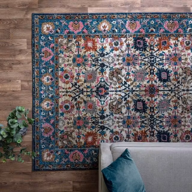 The Rug Shop UK Traditional Persian Oriental Area Rug in Beige and Multicolour, W: 195 cm, D: 290 cm