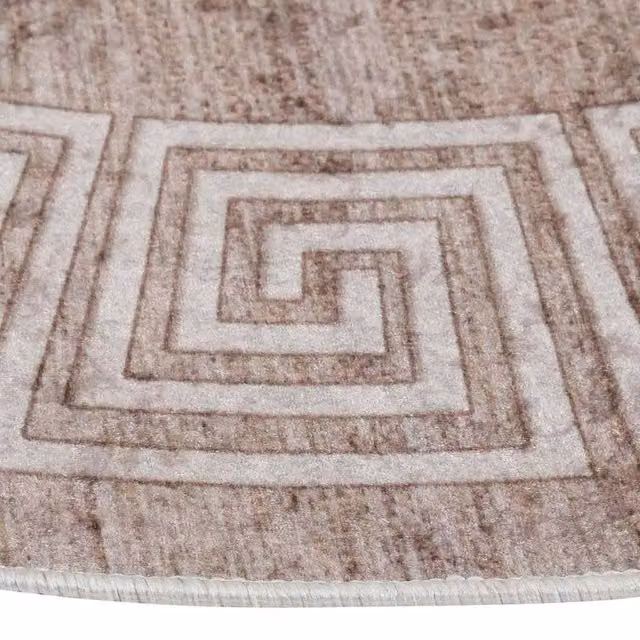 Berkfield Home Washable Round Anti Slip Rug in Beige, Diameter: 100 cm