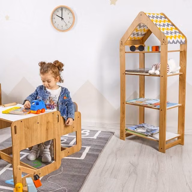 Minera Kids Multipurpose Storage Bookcase with Adjustable Shelves in Yellow, Blue or Pink