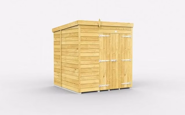 Buttercup Farm Brown Pent Shed with Double Doors and No Windows, W/D/H: 185 x 178 x 201 cm