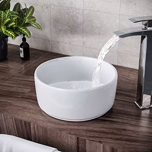 Nes Home Etive Round Ceramic Countertop Cloakroom Basin Bowl, White, Diameter: 31 cm