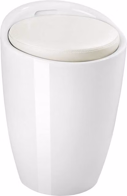 tectake White Bathroom Stool with Synthetic Leather Removable Cover