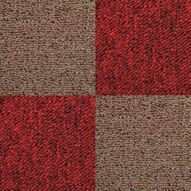 Monstershop Glue Down Carpet Tiles in Red and Sand, 10m2