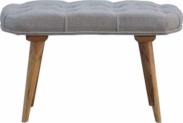 KDMK Nordic Style Checked Grey Fabric and Mango Wood Bench