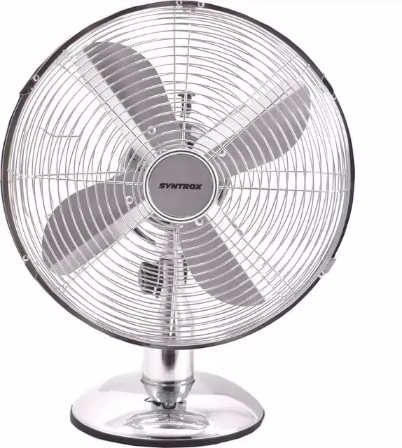 Dyzi 12 Inch Metal Oscillating Table Fan with 3 Speeds and Adjustable Tilt, Silver or White, 35W
