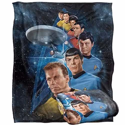 Trevco Star Trek Among The Stars Silky Touch Super Soft Fleece Throw Blanket, White, W: 152 cm, D: 127 cm