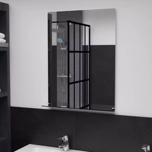 Berkfield Home Minimalist Rectangular Wall Mirror with Shelf in Silver, W: 50 cm, H: 70 cm